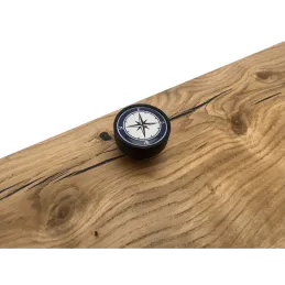Pomello in legno ARSIA / Nero - motivo bussola