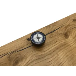 Pomello in legno ARSIA / Nero - motivo bussola