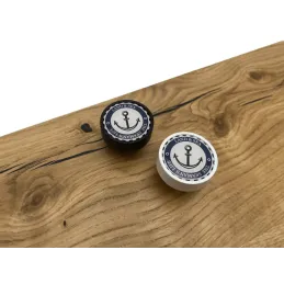 Pomello in legno ARSIA / Nero - motivo ancora