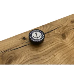 Pomello in legno ARSIA / Nero - motivo ancora