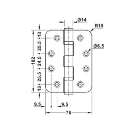 Cerniera articolata per porte interne senza battuta / Acciaio inox