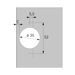 Cerniera corta con piastra di supporto a 90° PERFEKT W90