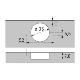 Cerniera a collo pieno con ammortizzatore per ante sottili 110° SENSYS / Silent system