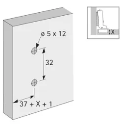 Piastrina per cerniere con eccentrico 3D e tasselli HETTICH CLIP