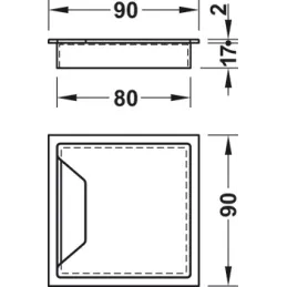 Passacavi in 2 pezzi 90 x 90 mm / Acciaio inox