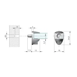 Supporto per ripiano in vetro GEON 8-10 mm / Nichel - 10 pezzi