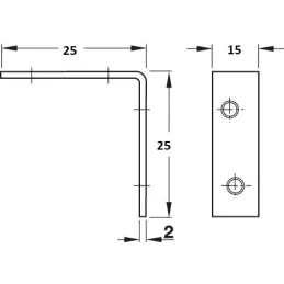 Angolare di giunzione 25 x 25 mm - 10 pz / Zinco giallo