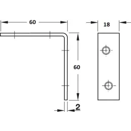 Staffa angolare di giunzione 60 x 60 mm - 10 pz / Zinco giallo