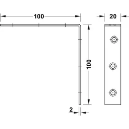 Squadra di giunzione 100 x 100 mm – 10 pezzi / Zinco giallo