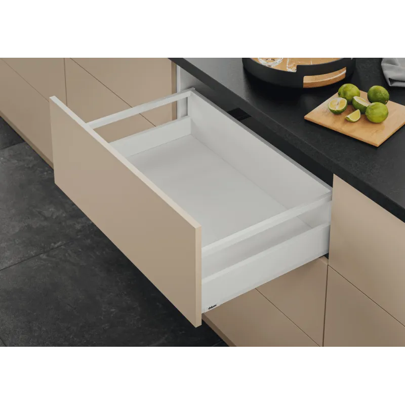 Box da cucina BLUM – Merivobox “E” con ringhiera 40 kg / Bianco seta
