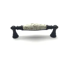 Maniglia MOET / Porcellana decorata – nero anticato