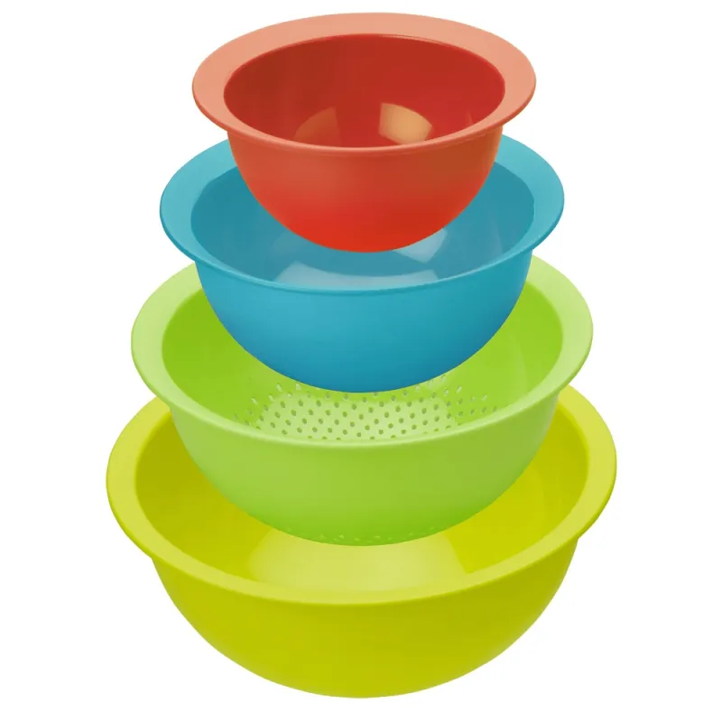 Set di ciotole colorate con colino – 4 pezzi
