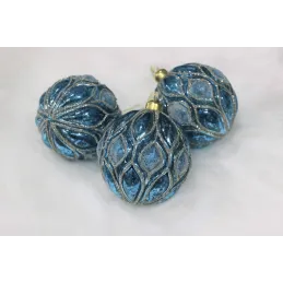 Set di palline di Natale in vetro ALAN 100 mm – 3 pezzi / Blu