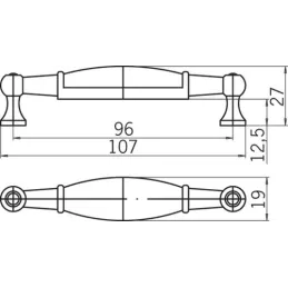 Maniglia CERANO / motivo in ottone anticato F21