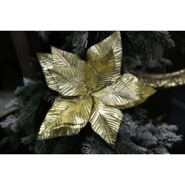 Fiore decorativo per albero di Natale VIANOČNÁ RUŽA 280 mm / Oro lucido