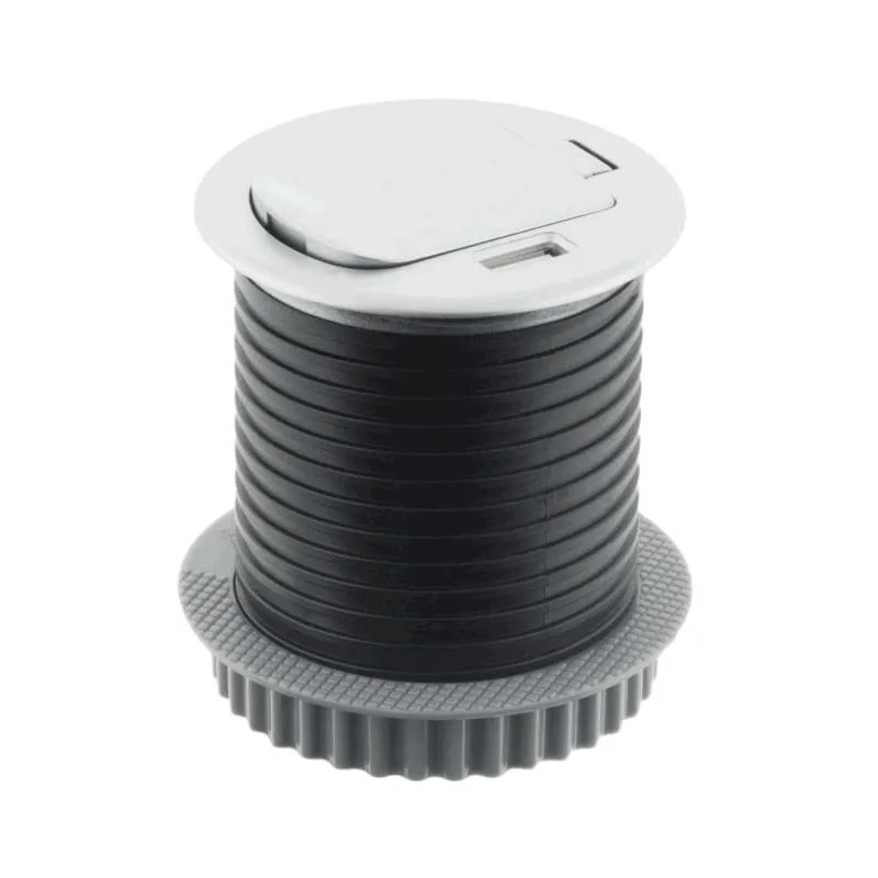 Presa da incasso per scrivania COPMACT 1x230V + ricarica USB / Alluminio