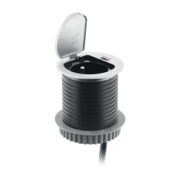 Presa da incasso per scrivania COMPACT 1x230V + ricarica USB / Alluminio