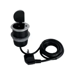 Presa da incasso per scrivania COPMACT 1x230V + ricarica USB / Alluminio