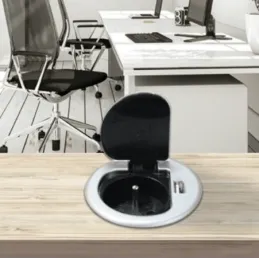 Presa da incasso per scrivania COMPACT 1x230V + ricarica USB / Alluminio