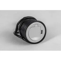 Presa da incasso per scrivania COPMACT 1x230V + ricarica USB / Alluminio