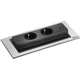 Presa elettrica a scomparsa EVOline BackFlip FRENCH + ricarica USB 1x / Effetto acciaio inox