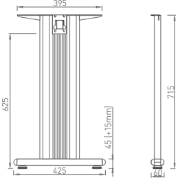 Gamba della struttura da tavolo Desk Bar TEMPO T 400 / grigia