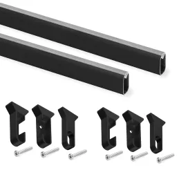 Set da 2 bastoni appendiabiti ovali con supporti e guarnizioni / Nero opaco