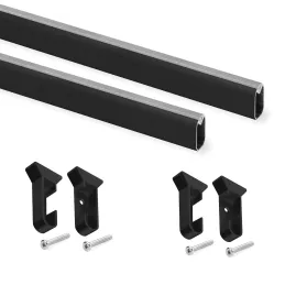 Set da 2 bastoni appendiabiti ovali con supporti e guarnizioni / Nero opaco