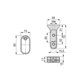 Set di 2 aste appendiabiti ovali con supporti e guarnizioni / Alluminio