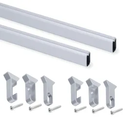 Set di 2 aste appendiabiti ovali con supporti e guarnizioni / Alluminio