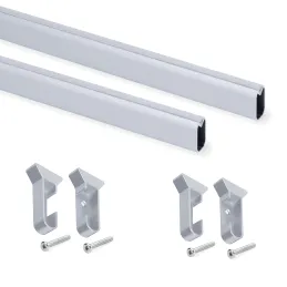 Set di 2 aste appendiabiti ovali con supporti e guarnizioni / Alluminio