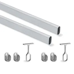 Set di 2 aste appendiabiti ovali con supporti / Alluminio