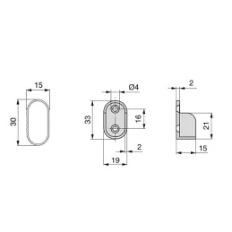 Set di 2 aste appendiabiti ovali con supporti / Alluminio