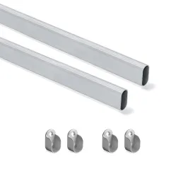 Set di 2 aste appendiabiti ovali con supporti / Alluminio