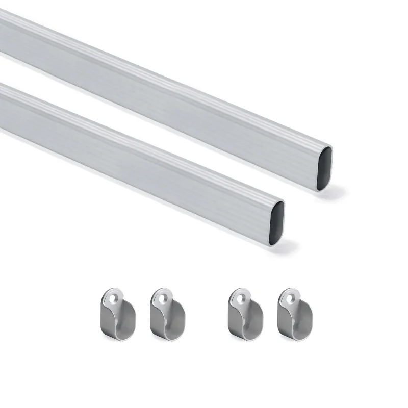 Set di 2 aste appendiabiti ovali con supporti / Alluminio