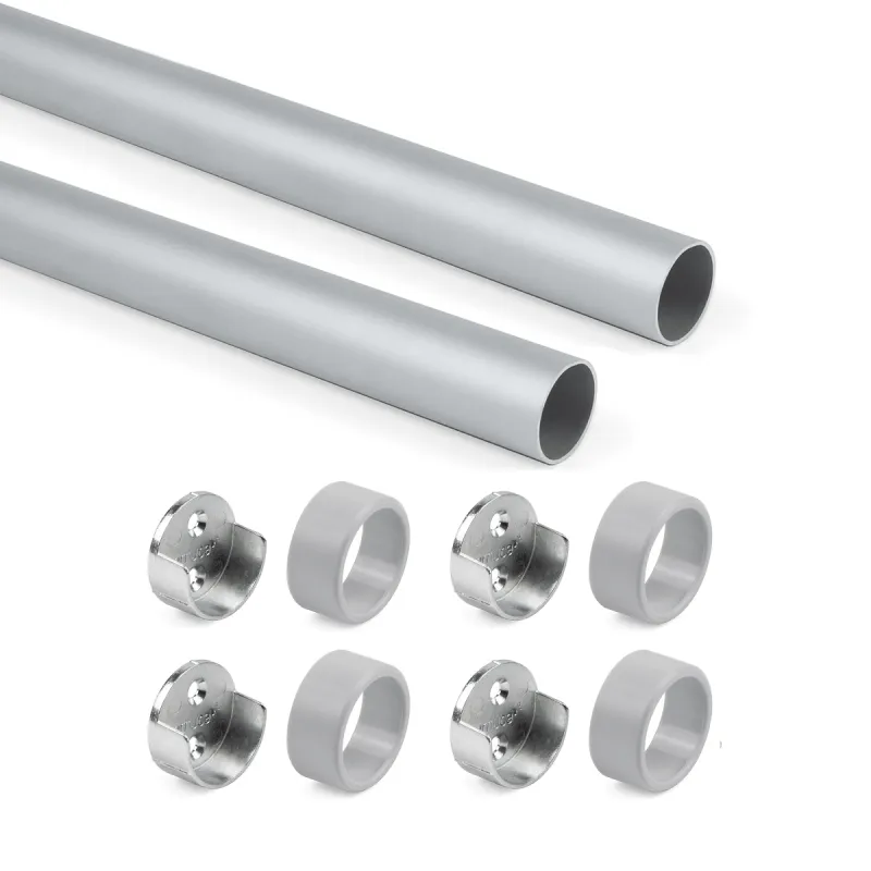 Set di 2 aste appendiabiti rotonde con supporti / Alluminio