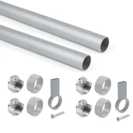 Set di 2 aste appendiabiti rotonde con supporti / Alluminio