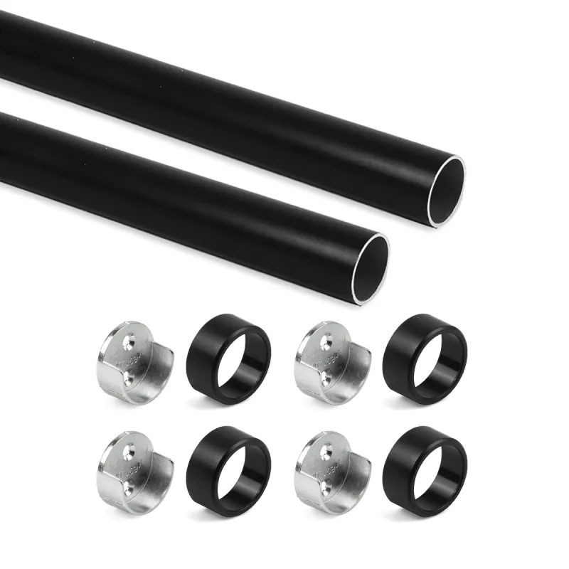 Set di 2 bastoni appendiabiti rotondi con supporti / Nero opaco