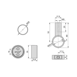 Set di 2 aste appendiabiti rotonde con supporti / Marrone scuro