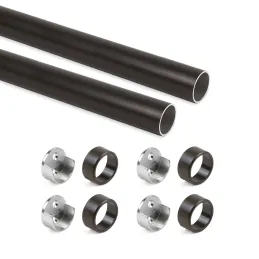 Set di 2 aste appendiabiti rotonde con supporti / Marrone scuro