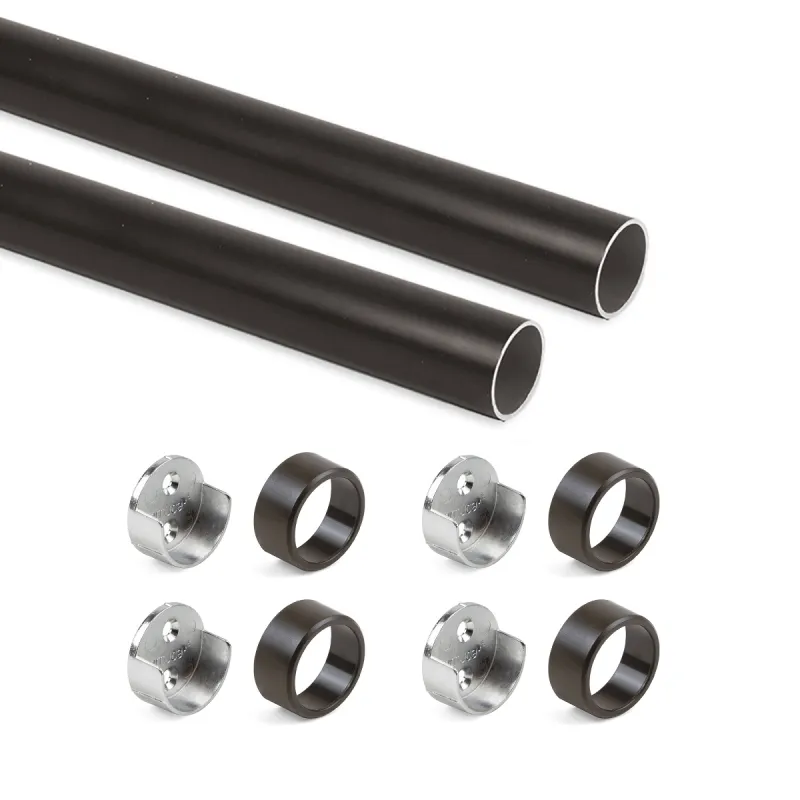 Set di 2 aste appendiabiti rotonde con supporti / Marrone scuro