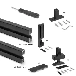 Sistema modulare per guardaroba ZERO 2115 mm - 3 montanti / Nero opaco