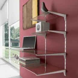 Supporto per ripiano per profilo semplice JAGMET Legno - vetro / Bianco