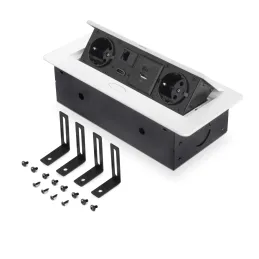 Presa a scomparsa ATOMIA 2x230 V + ricarica 2xUSB A/C + HDMI + RJ45 / Bianco