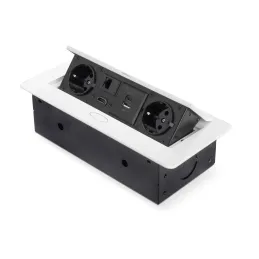 Presa a scomparsa ATOMIA 2x230 V + ricarica 2xUSB A/C + HDMI + RJ45 / Bianco