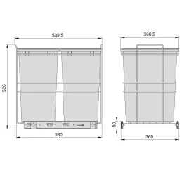 Cestino estraibile LIMITE 70L / Antracite