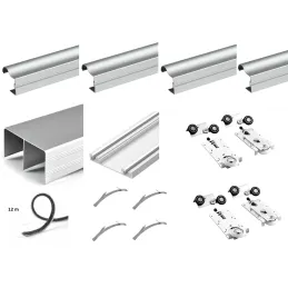 Kit di ferramenta per due porte scorrevoli OMEGA B RAMA - 2 m / Alluminio