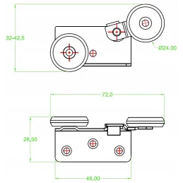 Set di ferramenta per due porte scorrevoli MULTIOMEGA W RAMA - 2 m / Nero opaco