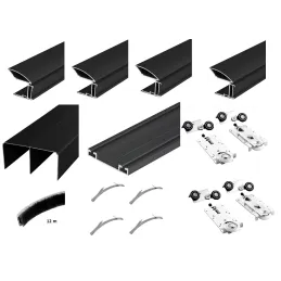 Set di ferramenta per due porte scorrevoli MULTIOMEGA W RAMA - 2 m / Nero opaco