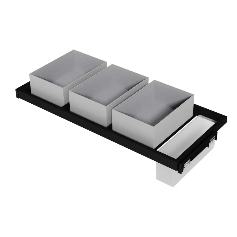 Ripiano estraibile con chiusura ammortizzata NEXUS ELEGANTE 982–1016 mm / Nero opaco